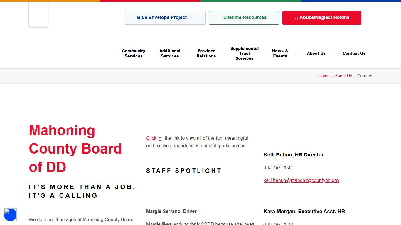 Mahoning DD Careers Application MCBDD